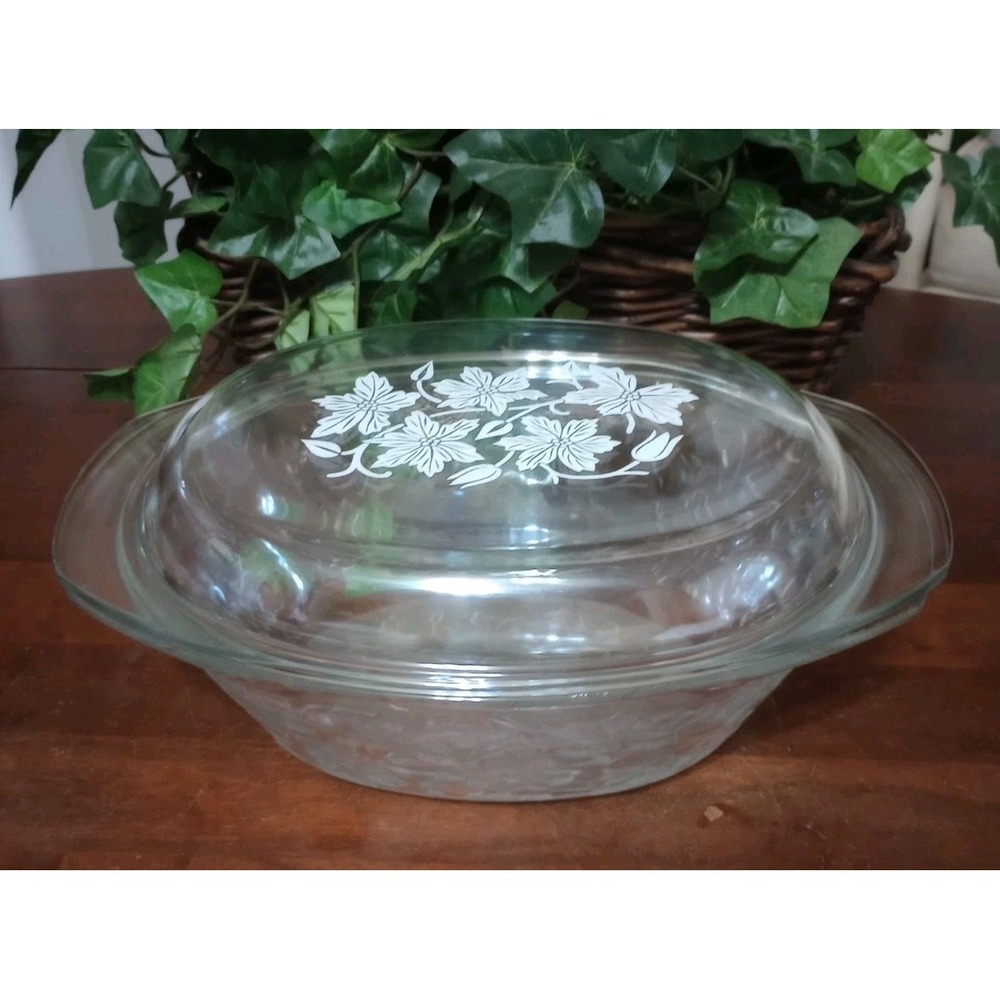 Vintage Princess House Casserole Dish With Lid Fantasia Clear Frosted 3 Quart...